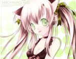  animal_ears cat_ears green_eyes mogami_rio pink_hair twintails 