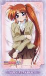  1girl card card_(medium) long_hair lyrical_nanoha mahou_shoujo_lyrical_nanoha mahou_shoujo_lyrical_nanoha_a&#039;s okuda_yasuhiro phonecard scan side_ponytail solo takamachi_nanoha 