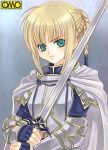  1girl armor arturia_shuttleheim asura_fantasy_online cape kuga_tsukasa lowres omc solo sword weapon 