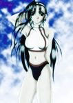  1girl bikini black_eyes black_hair blurry kagura_chizuru king_of_fighters navel snk solo swimsuit the_king_of_fighters 