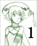  .hack// 1girl atoli atoli_(.hack//) bandai cyber_connect_2 detached_collar green hack hat looking_to_the_side lowres monochrome short_hair sketch solo upper_body yuura_shiu 