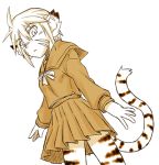  1girl breath_of_fire breath_of_fire_ii cat_ears cat_tail dr.p lowres monochrome orange_(color) rinpoo_chuan school_uniform serafuku solo tail 