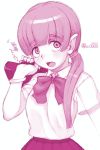  1girl kei_jiei monochrome original purple school_uniform serafuku solo 