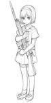  00s 1girl battle_rifle bob_cut full_body gun gunslinger_girl henrietta monochrome rifle simple_background sketch solo weapon yu_65026 