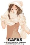  1girl gafas kamo_(gafas) long_hair mittens original scarf solo watermark web_address 