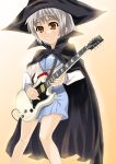  1girl cape electric_guitar guitar hat instrument nagato_yuki s-messiah school_uniform serafuku sg solo suzumiya_haruhi_no_yuuutsu witch_hat 