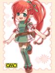  1girl asura_fantasy_online bow bow_(weapon) chibi kuga_tsukasa lowres omc ponytail qvga redhead solo thigh-highs weapon 