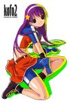  00s 1girl 2002 asamiya_athena hair_ornament king_of_fighters purple_hair snk solo spandex star star_hair_ornament the_king_of_fighters 