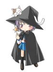  cape chibi hat kamiya_tomoe lowres nagato_yuki shamisen_(suzumiya_haruhi) suzumiya_haruhi_no_yuuutsu wand witch_hat 