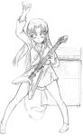  1girl asakura_ryouko flying_v guitar instrument monochrome s-messiah sketch solo suzumiya_haruhi_no_yuuutsu 
