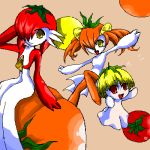  costume food fruit gardevoir kirlia lemon lowres nintendo no_humans oekaki orange pokemon pokemon_(creature) pun ralts tomato 