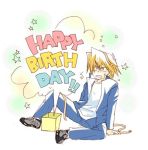  ! 1boy birthday happy_birthday jounouchi_katsuya lowres male_focus sitting solo yu-gi-oh! yuu-gi-ou_duel_monsters 