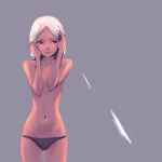  1girl black_panties dark_skin female lowres navel nishimura_eri original panties skinny solo topless underwear white_hair 