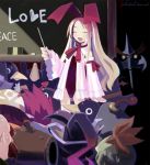  1girl chalkboard disgaea duplicate fallen_angel flonne flonne_(fallen_angel) harada_takehito leotard makai_senki_disgaea nippon_ichi prinny watermark 