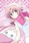  1girl animal_ears animal_hat aria aria_pokoteng book cat_ears hat holding holding_book le_petit_prince lowres mizunashi_akari open_book patoto pink_background solo 
