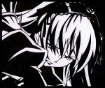  00s 1girl clenched_teeth face monochrome parted_lips rozen_maiden solo suigintou teeth upper_body 