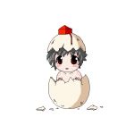  1girl baby black_hair blush egg female hat hatching looking_at_viewer lowres red_eyes shameimaru_aya short_hair solo tokin_hat touhou younger 