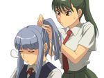  2girls green_hair multiple_girls original ponytail tagme yizumi 