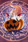  1girl demon_girl halloween hexagram highres jack-o&#039;-lantern melissa_seraphy official_art pointy_ears pumpkin solo succubus waga_mama_capriccio 