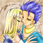  1boy 1girl bad_anatomy blonde_hair couple dragon_quest dragon_quest_vi green_eyes hetero long_hair lowres mireyu poorly_drawn 