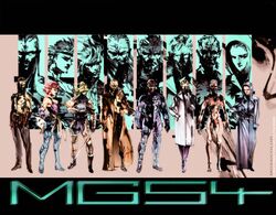  3girls 6+boys big_boss cyborg hal_emmerich highres konami liquid_ocelot meryl_silverburgh metal_gear_(series) metal_gear_solid_4 mgs4 multiple_boys multiple_girls naomi_hunter ocelot old_snake raiden revolver_ocelot shinkawa_youji sketch snake solid_snake vamp 