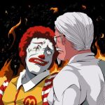  2boys afro angry colonel_sanders glasses jpeg_artifacts kfc lowres male_focus mcdonald&#039;s multiple_boys ronald_mcdonald tsukumo what 
