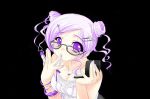  1girl emily_(pure_dream) glasses makeup photoshop purple_hair solo source_request violet_eyes 