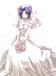  1girl asakura_ryouko bride dress elbow_gloves gloves school_uniform solo suzumiya_haruhi_no_yuuutsu tokyo_(great_akuta) wedding_dress 