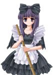  1girl alice_(ragnarok_online) bow hair_bow maid purple_hair ragnarok_online simple_background solo standing violet_eyes yoshida_inuhito 