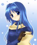  blue_eyes blue_hair gloves kanon minase_nayuki shawl turtleneck 