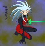  blue_hair colored energy_sword minagi_(tenchi_muyou!) okuda_hitoshi spiky_hair sword tenchi_muyou! weapon yellow_eyes 