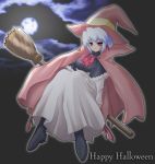 1girl broom broom_riding full_moon halloween happy_halloween kichikuouji kotonomiya_yuki moon sidesaddle solo suigetsu witch 