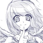  1girl female hat kiku_hitomoji monochrome purple shameimaru_aya solo tokin_hat touhou 