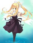  1girl air angel blonde_hair duplicate kamio_misuzu long_hair lowres pantyhose ponytail ribbon school_uniform shiranagi_masa solo water wings 