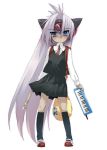  1girl :&lt; backpack bag blue_eyes blush casual cyborg flute hairan highres instrument keyboard_(instrument) kneehighs long_hair melodica randoseru recorder robot_ears school_uniform serafuku silver_hair simple_background socks solo t-elos xenosaga xenosaga_episode_iii 