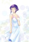  1girl artist_request dress hyuuga_hinata naruto purple_hair short_hair smile solo violet_eyes 