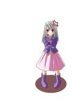  &gt;:&lt; 1girl :&lt; anger_vein angry ascot blush_stickers boots closed_mouth crossed_arms fate/stay_night fate_(series) full_body illyasviel_von_einzbern jacket jpeg_artifacts long_hair long_sleeves pigeon-toed purple_boots red_eyes shadow silver_hair simple_background skirt solo standing white_background 