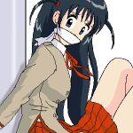  00s 1girl bdsm bondage bound cloth_gag gag gagged improvised_gag lowres oekaki over_the_mouth_gag school_rumble short_twintails solo totoro_(artist) tsukamoto_tenma twintails 