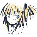  1girl artist_request blonde_hair blue_eyes face kufei mahou_sensei_negima! short_hair simple_background solo twintails 