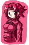  1girl code_geass expressionless headband kallen_stadtfeld pink_background red_eyes redhead shirt short_hair solo spot_color 