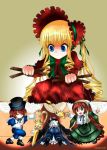  00s 4girls blonde_hair blue_eyes brown_hair hat heterochromia mpon multiple_girls pantyhose rozen_maiden shinku short_hair siblings sisters souseiseki suigintou suiseiseki twins white_legwear 