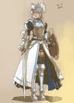  1girl armor azusa azusa_(hws) blonde_hair blue_eyes knight medieval original shield solo sword weapon 