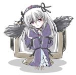  00s 1girl imai_kazunari rozen_maiden solo suigintou through_screen wings 