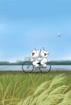  2ch aa aa_art bicycle dragonfly grass ground_vehicle insect monar no_humans peaceful riding scenery sky straddling 