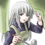  00s apron grey_hair ladle long_hair rozen_maiden silver_hair smile suigintou violet_eyes 