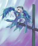  00s 1girl artist_request blue_dress blue_wings boots cross dress frills hairband red_eyes rozen_maiden solo suigintou white_hair wings 