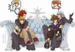  4boys axel jpeg_artifacts kingdom_hearts kingdom_hearts_ii male_focus multiple_boys organization_xiii riku roxas sitting sitting_on_lap sitting_on_person sora_(kingdom_hearts) yaoi 