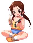  00s brown_eyes brown_hair buruma camisole flat_chest happy hayami_ayumi midriff satou_toshiyuki submarine_707r twintails 