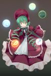  1girl bonnet dress energy_ball female green_hair haniwa haniwa_(leaf_garden) maybell original solo touhou yellow_eyes 