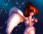  1girl angel_wings bdsm bondage bound bound_wrists breasts female kobayashi_yuji looking_back neon_genesis_evangelion no_panties redhead rope small_breasts solo souryuu_asuka_langley wallpaper wings 